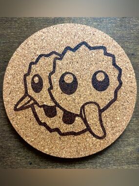 Pokemon Doduo Face Laser Engraved Cork Coaster